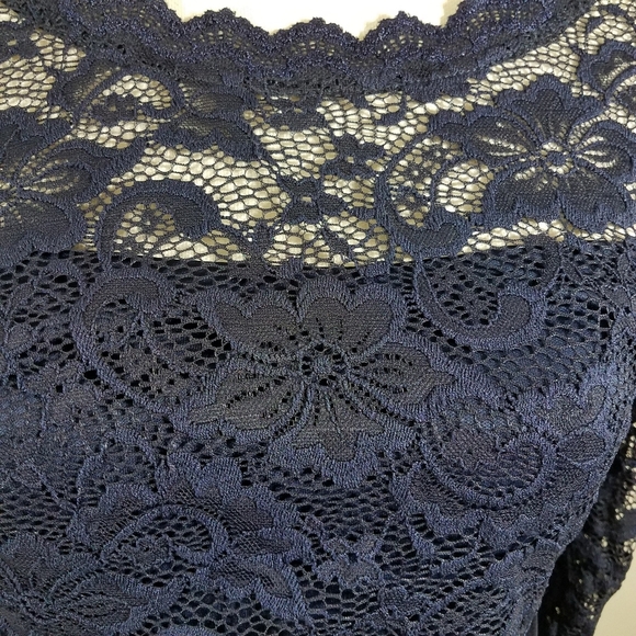 Dilanni Navy Lace 3/4 Sleeve Dress M - Picture 6 of 15